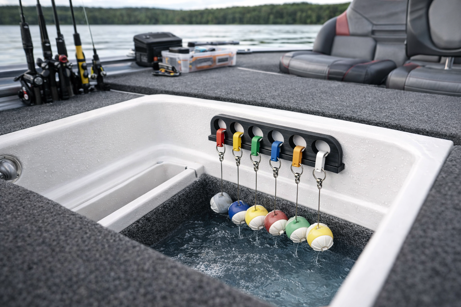 Cull Tag Holder for Livewell – MarineWorx 6 Slot Bass Boat Organizer