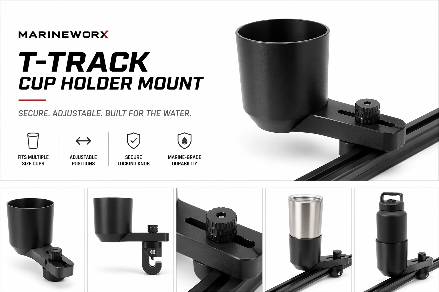 MarineWorx T-Track Cup Holder Mount